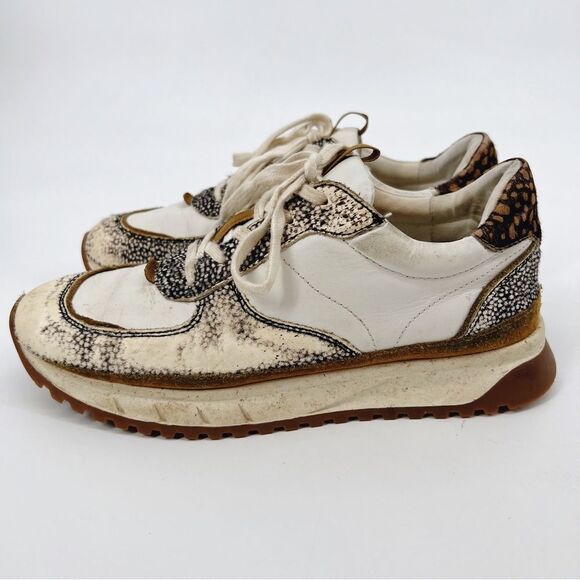 Madewell Kickoff Trainer Sneakers in Leather and Spot Mix Calf Hair 9.5 - Picture 4 of 12
